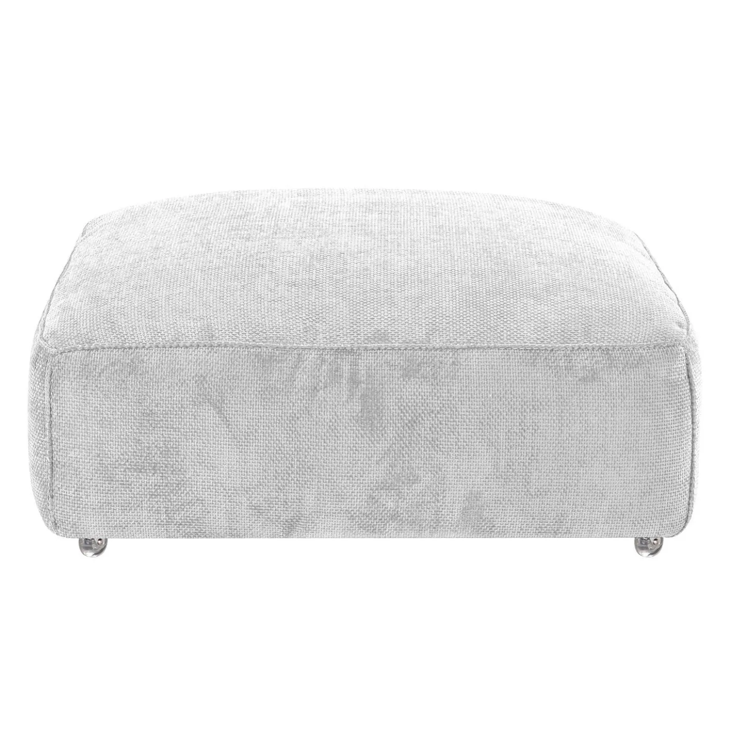 Ottoman en velours texturé sur roulettes - beige