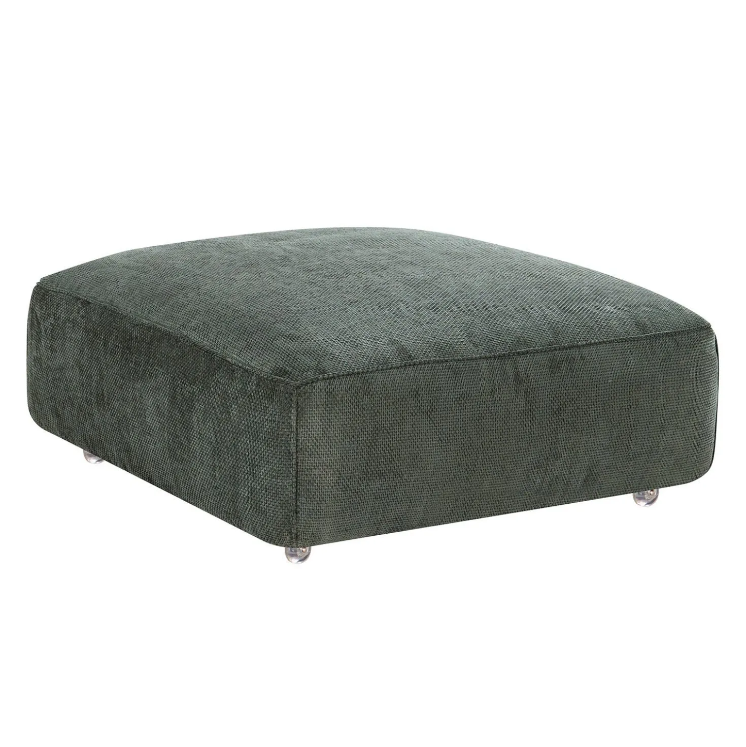 Ottoman en velours texturé sur roulettes - vert foncé