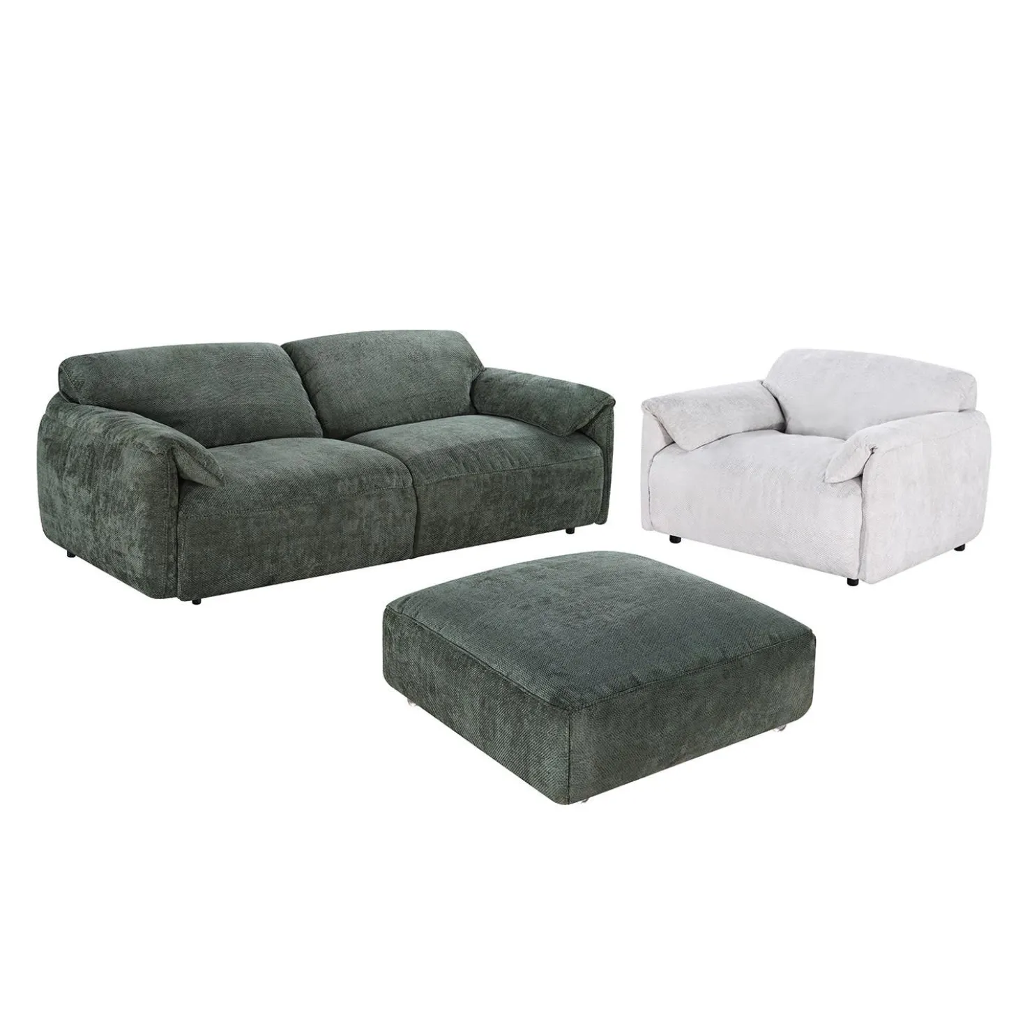 Ottoman en velours texturé sur roulettes - vert foncé