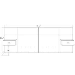 Panneaux avec 2 tables de chevet intégrées pour lits double - naturel