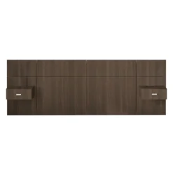 Panneaux avec 2 tables de chevet intégrées pour lits double - taupe