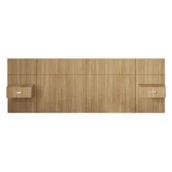 Panneaux avec 2 tables de chevet intégrées pour lits queen - naturel