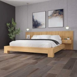 Panneaux avec 2 tables de chevet intégrées pour lits queen - naturel