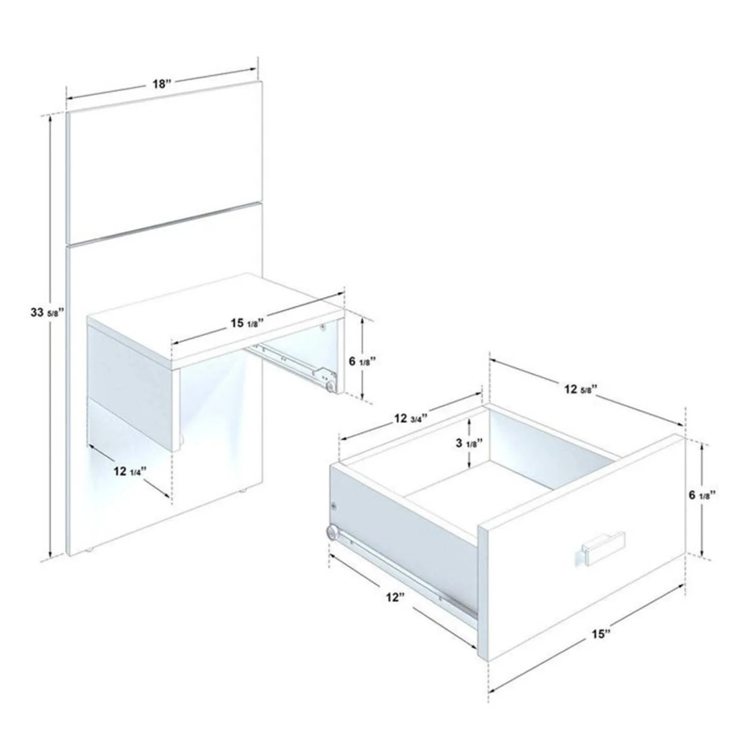 Panneaux avec 2 tables de chevet intégrées pour lits queen - naturel