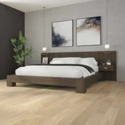 Panneaux avec 2 tables de chevet intégrées pour lits queen - taupe