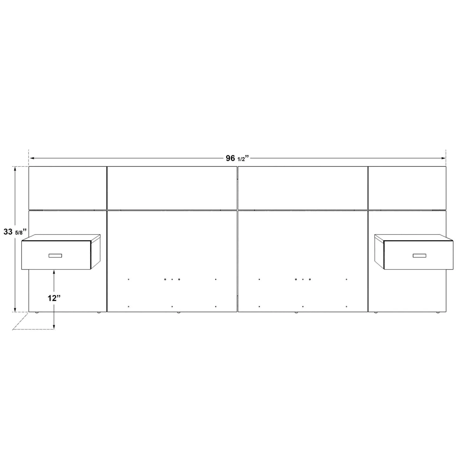 Panneaux avec 2 tables de chevet intégrées pour lits queen - taupe