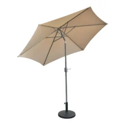 Parasol beige inclinable avec base - 9 pi