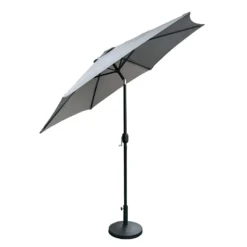 Parasol gris inclinable avec base - 9 pi