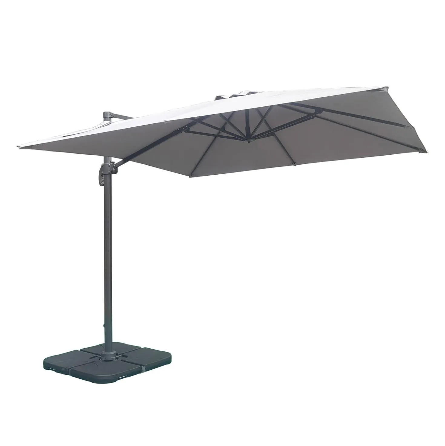 Parasol à mât déporté inclinable et rotatif 360° avec base - 10 pi