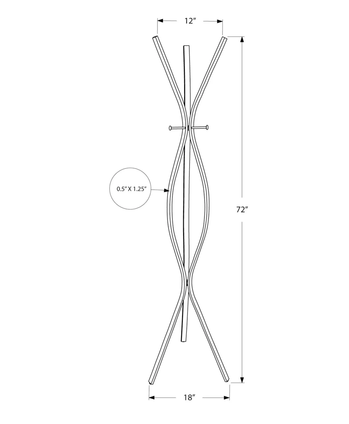 Patère - 72"H, style contemporain métal argent