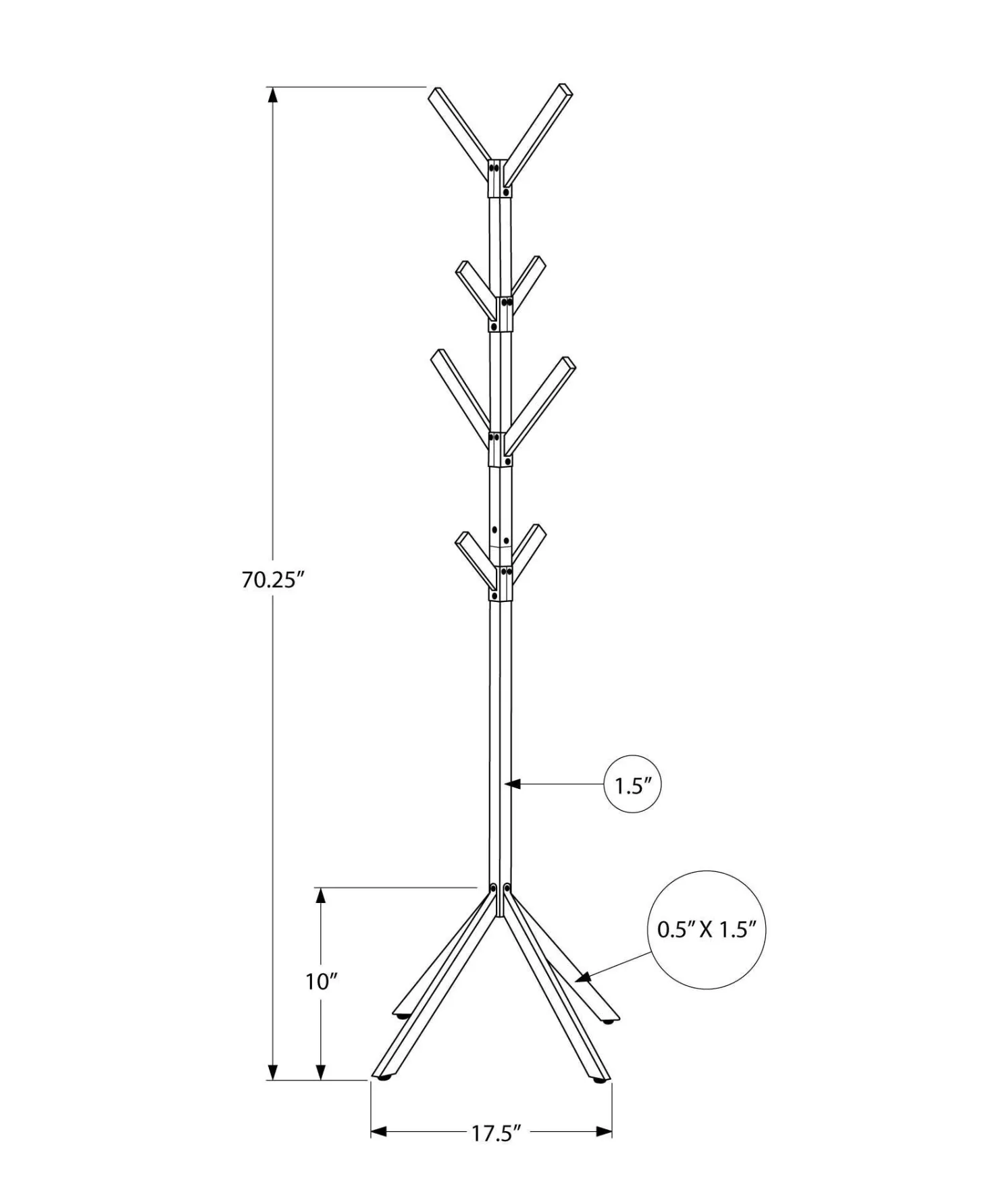 Patère sur pied - 70"H, métal blanc
