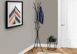 Patère sur pied - 74"H, métal martele noir