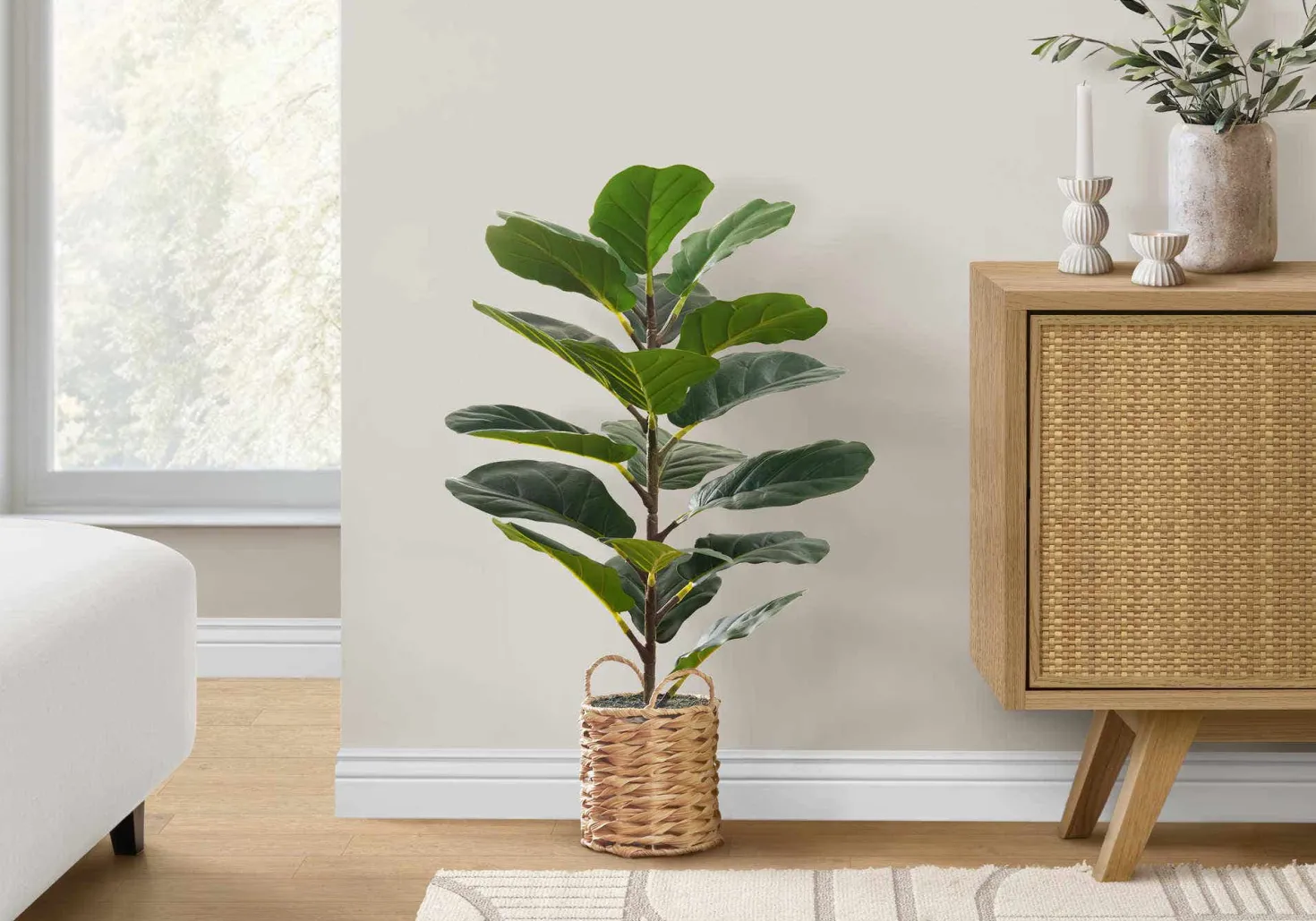 Plante artificielle - 28"H/figuier intérieur/pot tisse 8"