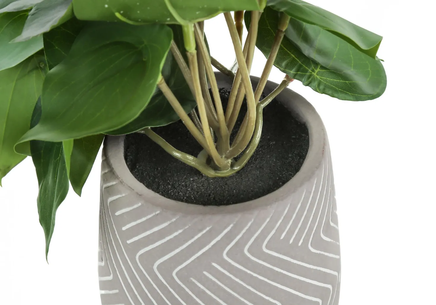 Plante artificielle - 2mcx, 8"H alocasia pot ciment 5"
