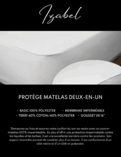 Protège-matelas imperméable et réversible simple XL