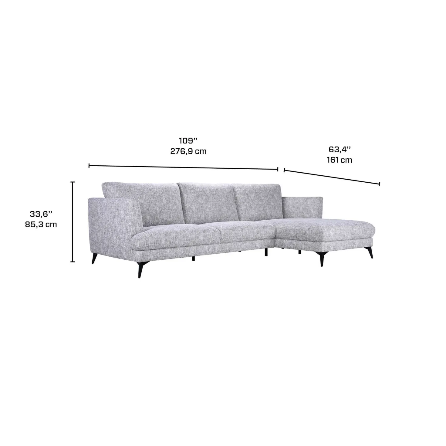 Sectionnel avec chaise longue à droite