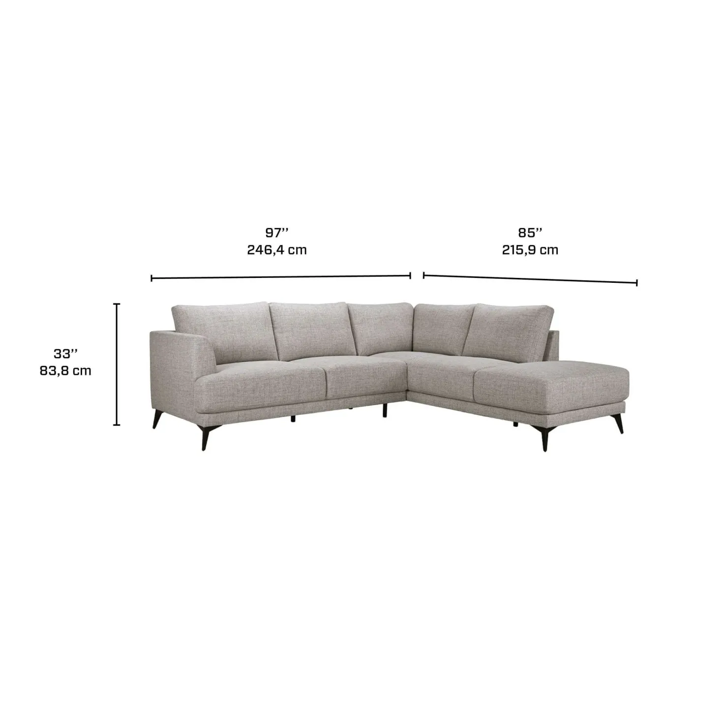 Sectionnel avec chaise longue à droite