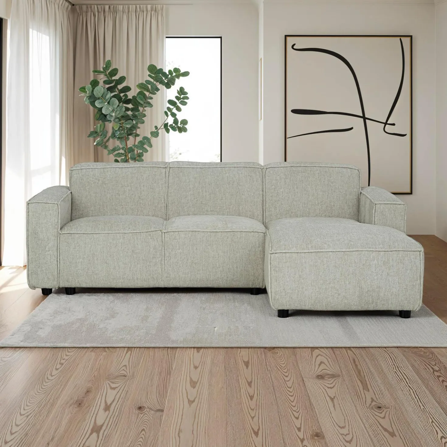 Sectionnel avec chaise longue à droite