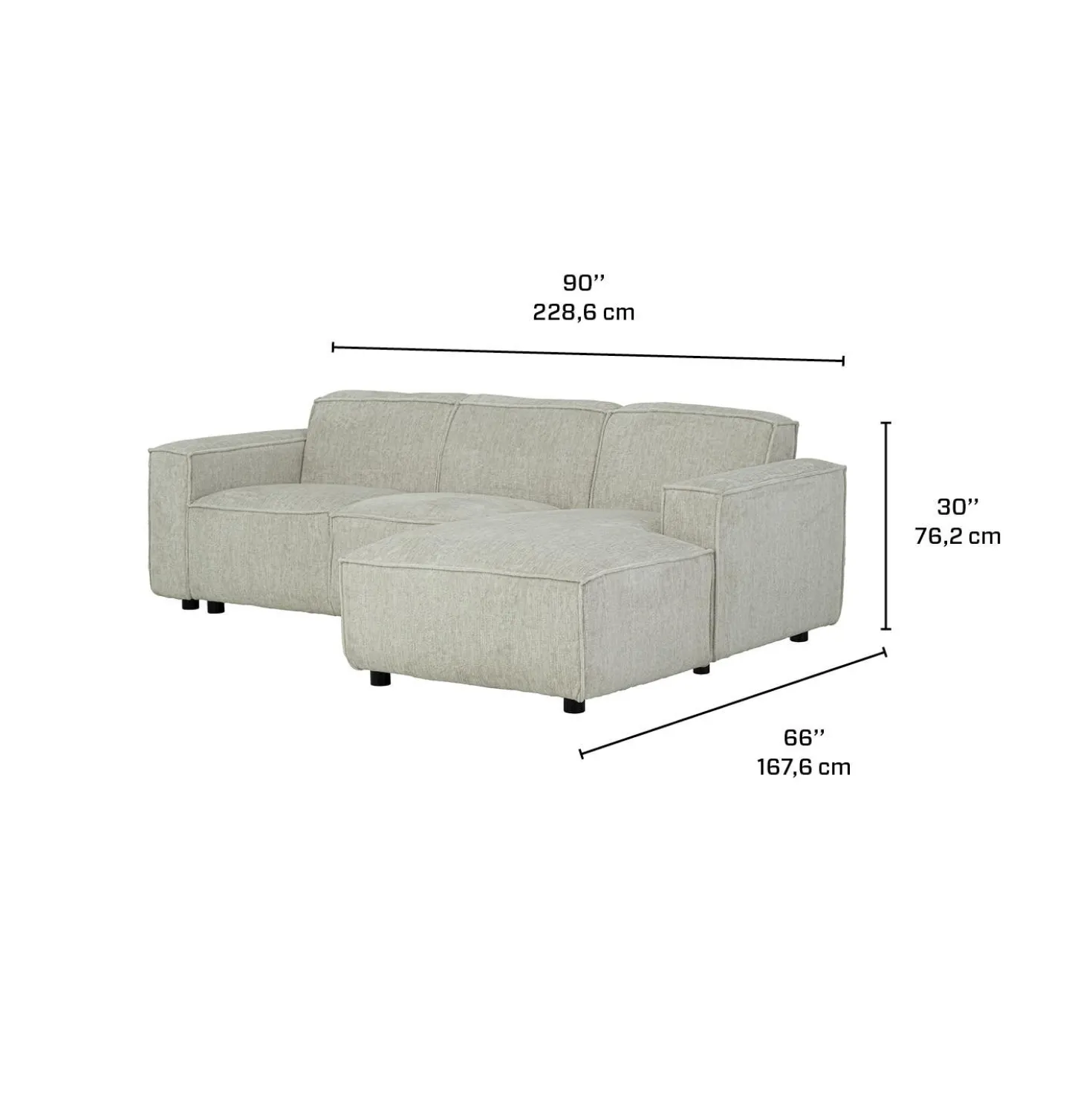Sectionnel avec chaise longue à droite
