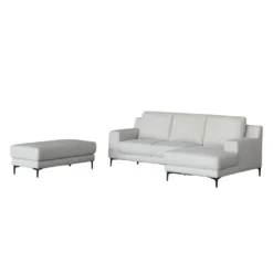 Sectionnel avec chaise longue à droite et ottoman - beige