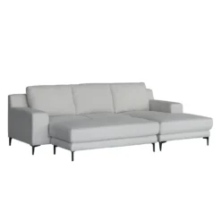Sectionnel avec chaise longue à droite et ottoman - beige