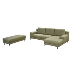 Sectionnel avec chaise longue à droite et ottoman - vert