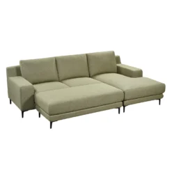 Sectionnel avec chaise longue à droite et ottoman - vert