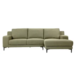 Sectionnel avec chaise longue à droite et ottoman - vert