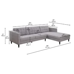 Sectionnel avec chaise longue à droite - gris