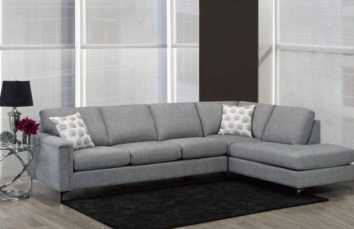 Sectionnel avec chaise longue à droite