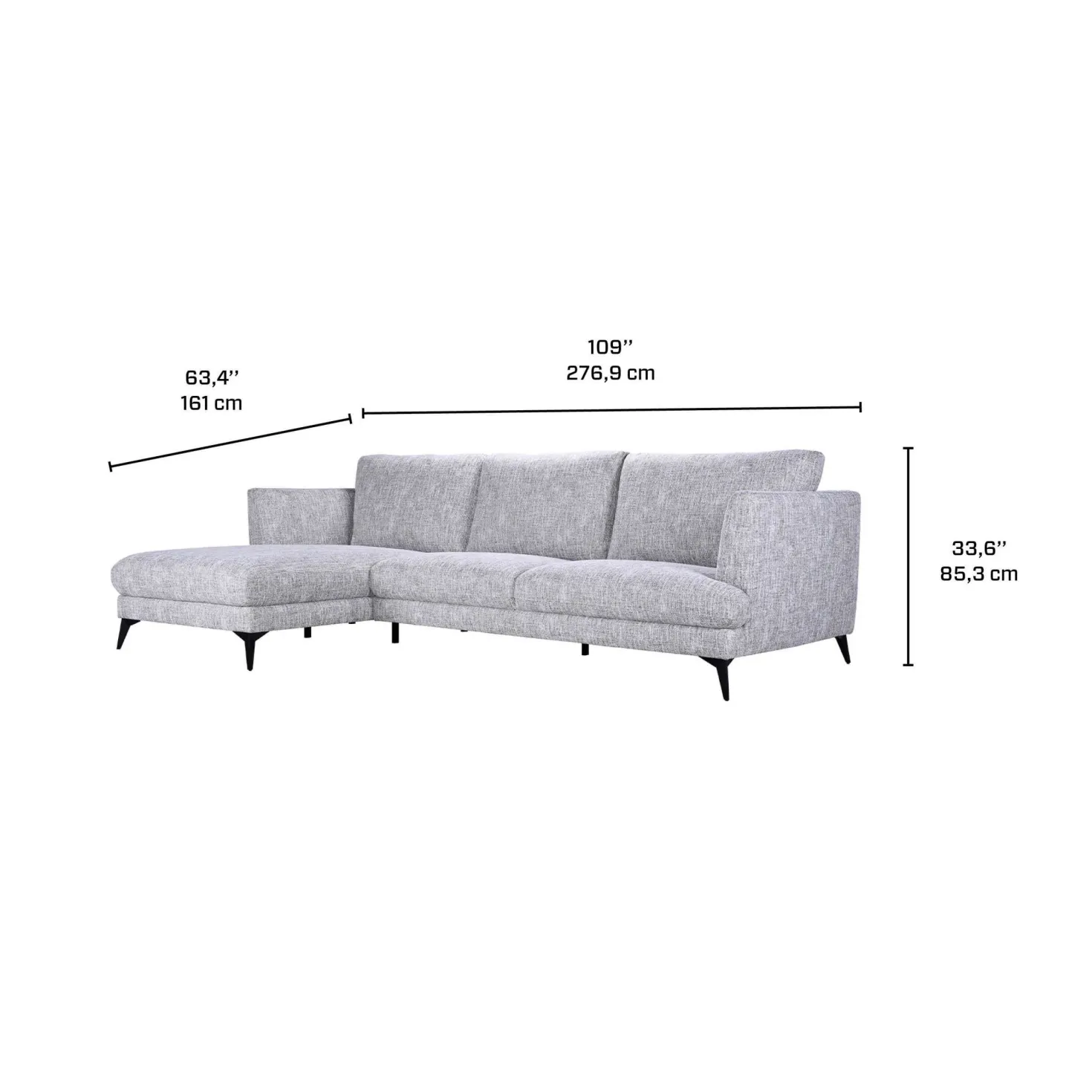 Sectionnel avec chaise longue à gauche