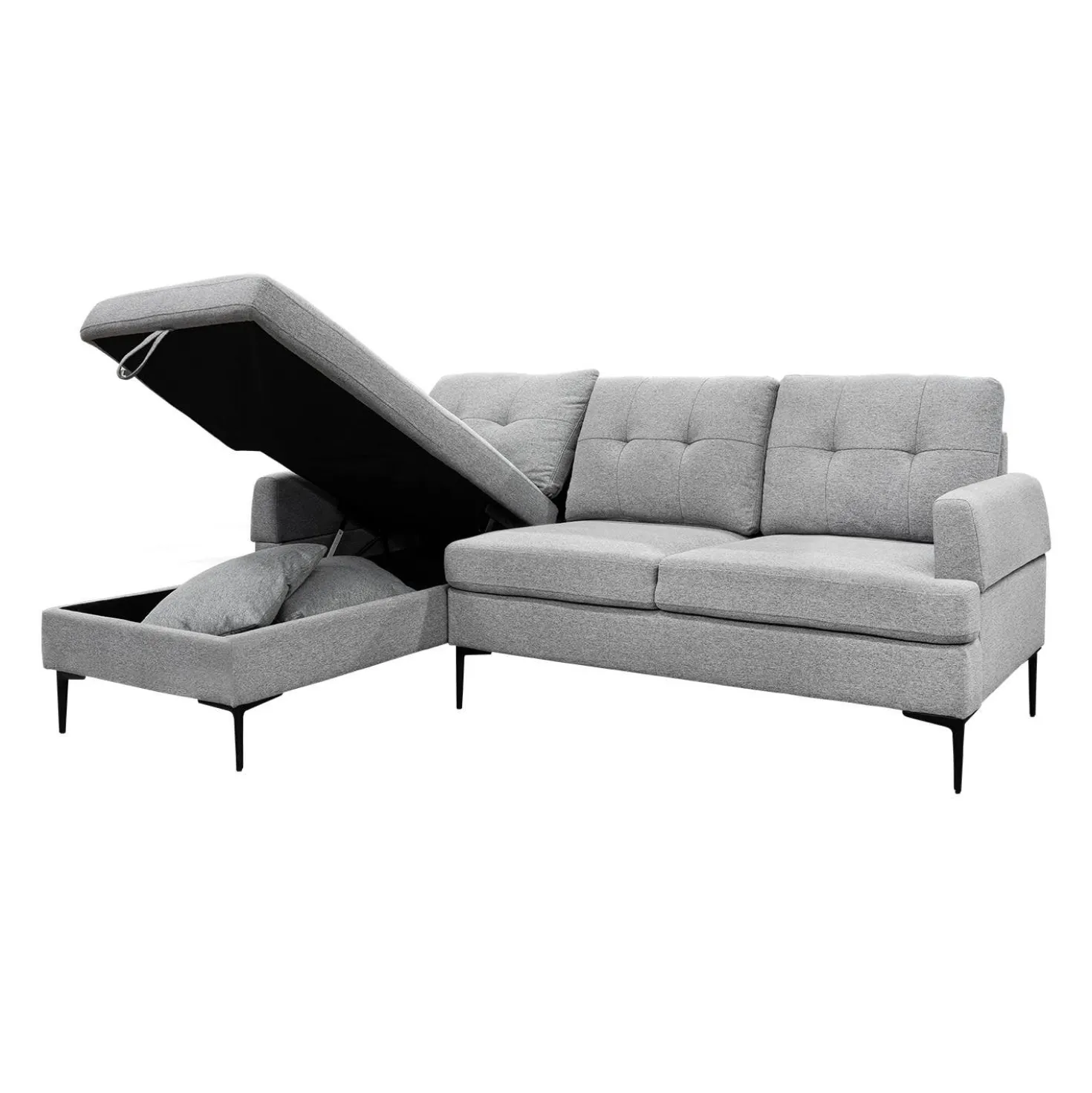 Sectionnel avec chaise longue à gauche et rangement