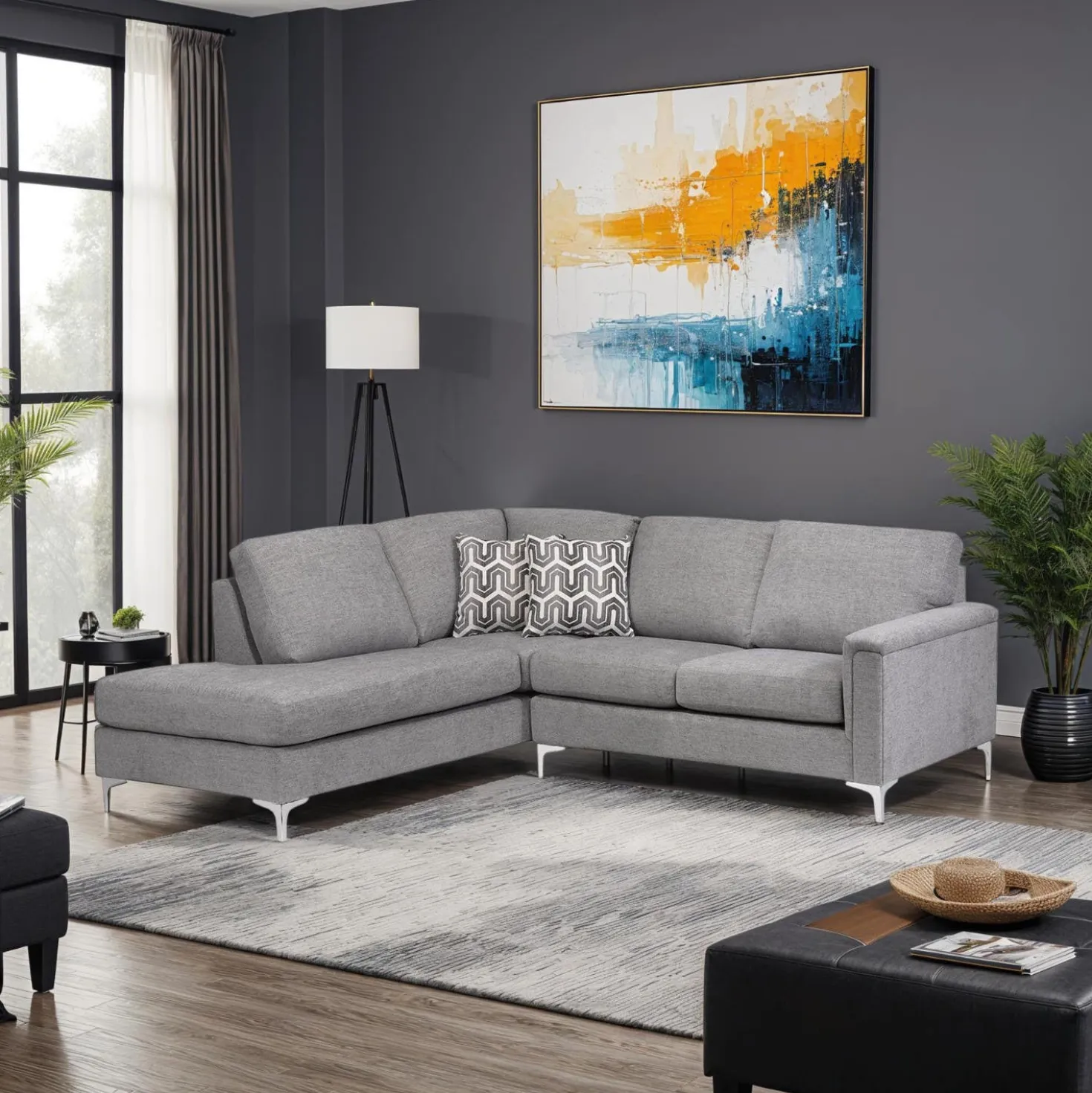 Sectionnel avec chaise longue à gauche