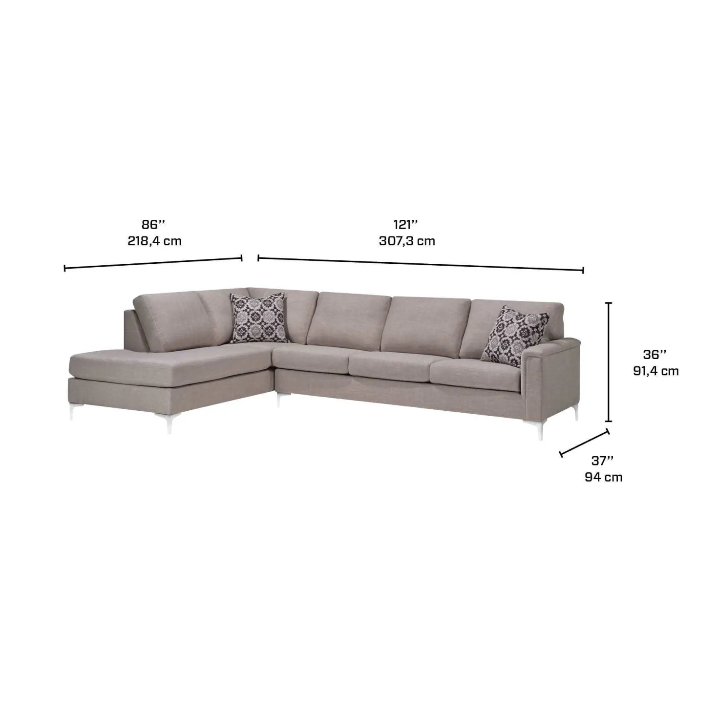 Sectionnel avec chaise longue à gauche