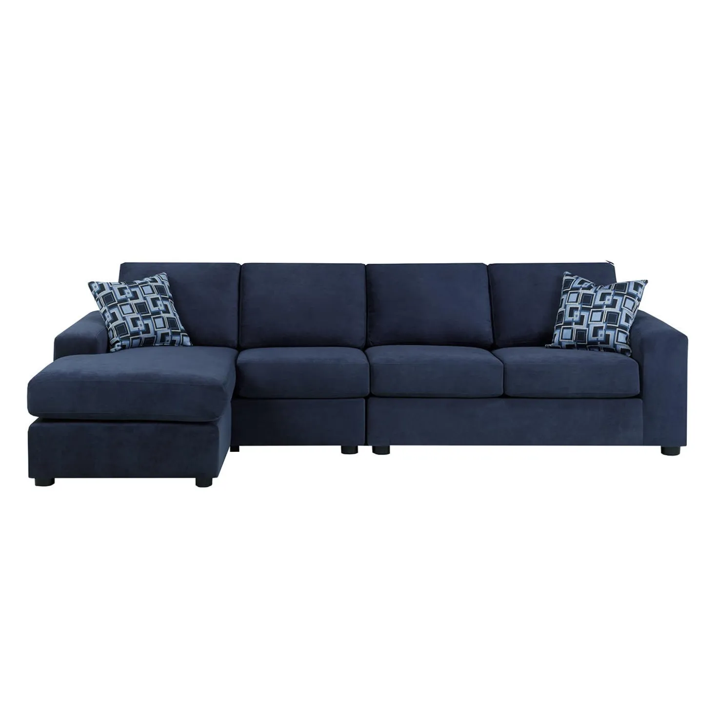 Sectionnel avec chaise longue réversible - bleu