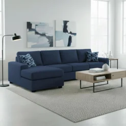 Sectionnel avec chaise longue réversible - bleu