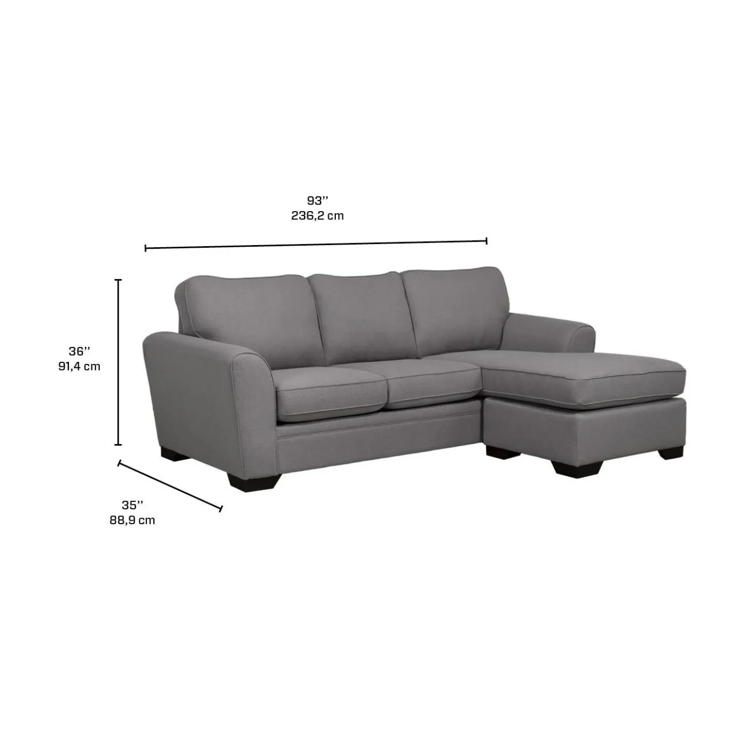 Sectionnel avec chaise longue réversible