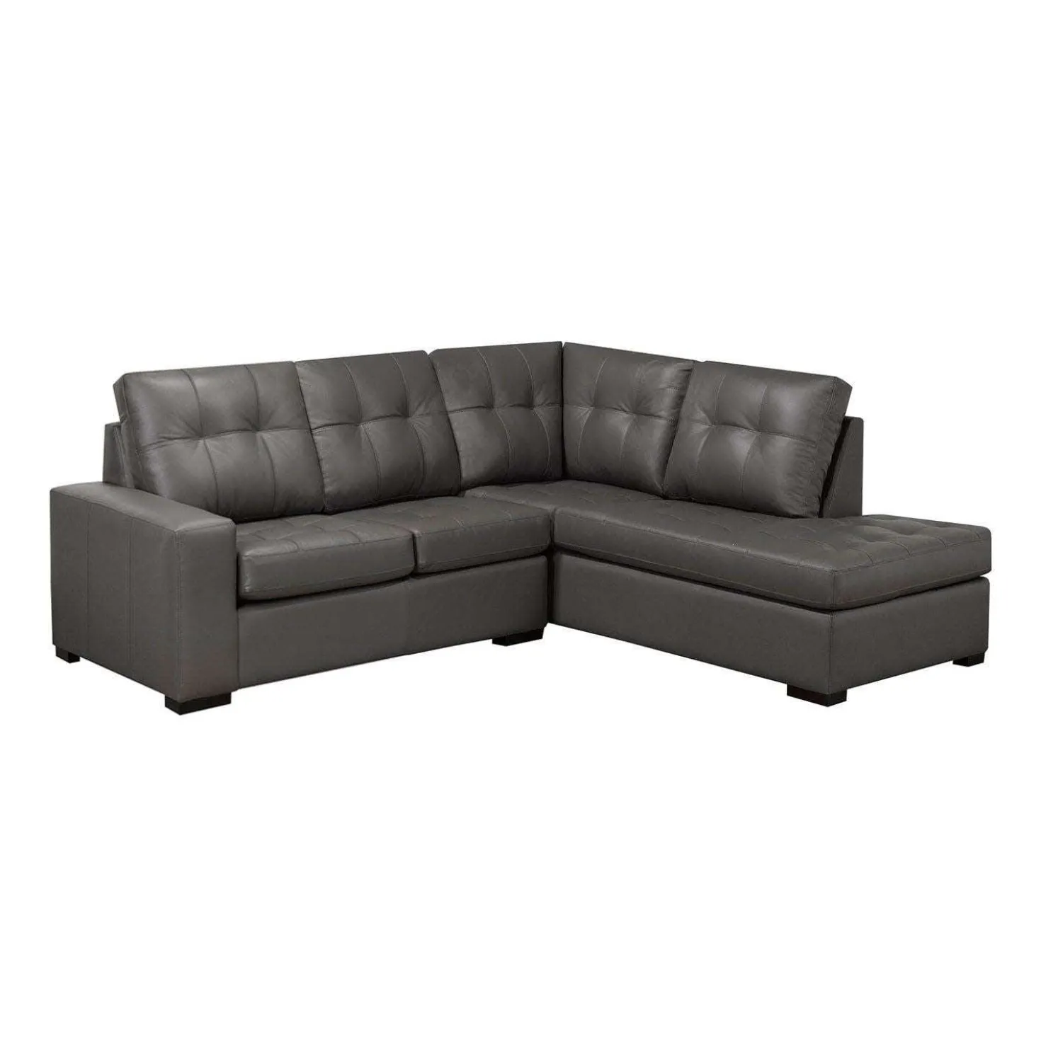 Sectionnel causeuse en cuir véritable - Chaise longue à droite