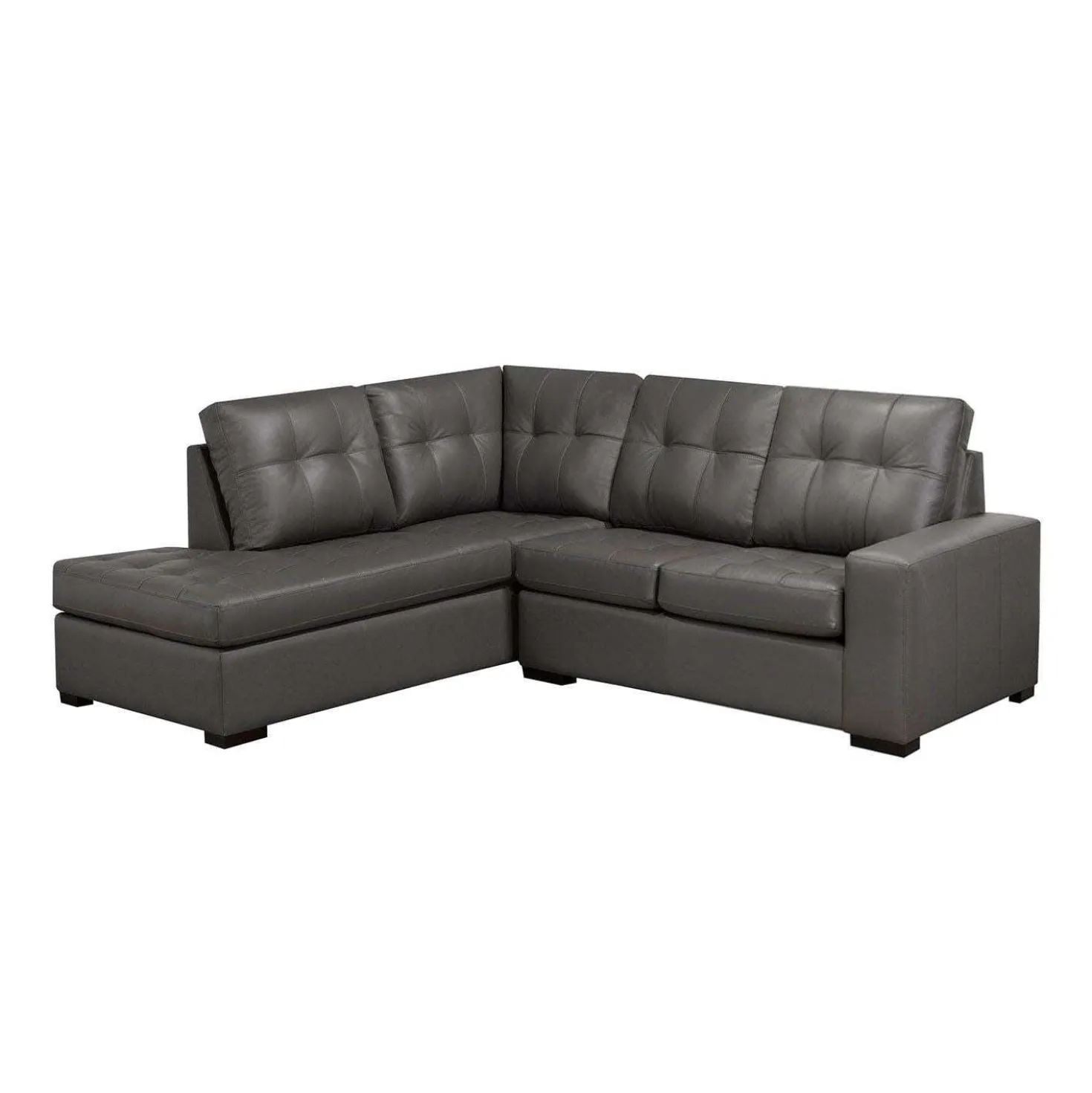 Sectionnel causeuse en cuir véritable - Chaise longue à gauche