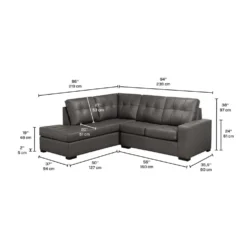Sectionnel causeuse en cuir véritable - Chaise longue à gauche