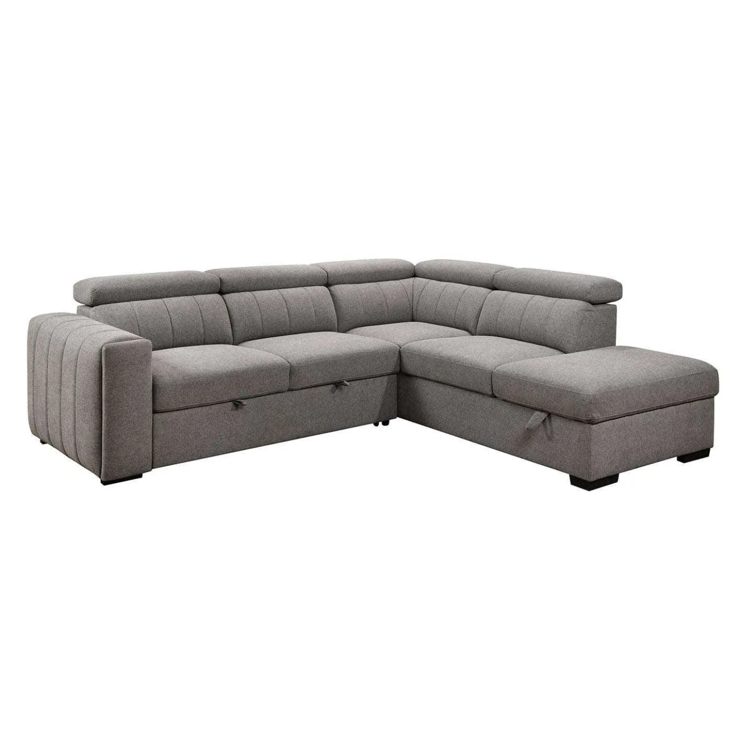 Sectionnel convertible avec chaise longue à droite, appuis-tête ajustables et rangement