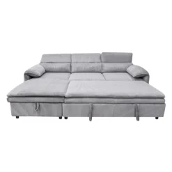 Sectionnel convertible avec chaise longue côté gauche et rangement - gris