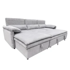 Sectionnel convertible avec chaise longue côté gauche et rangement - gris