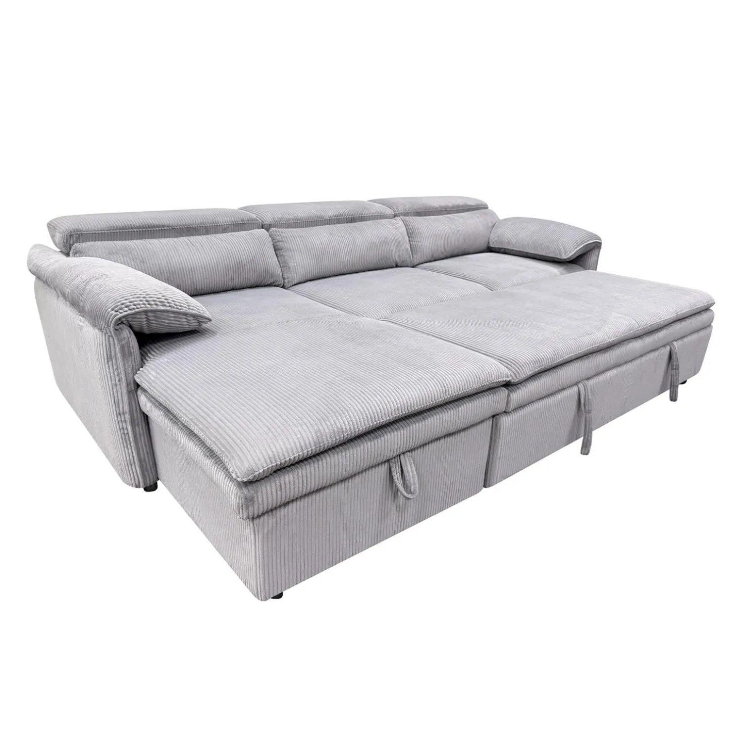 Sectionnel convertible avec chaise longue côté gauche et rangement - gris