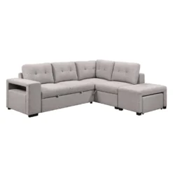 Sectionnel convertible avec chaise longue, rangement et 2 ottomans amovibles