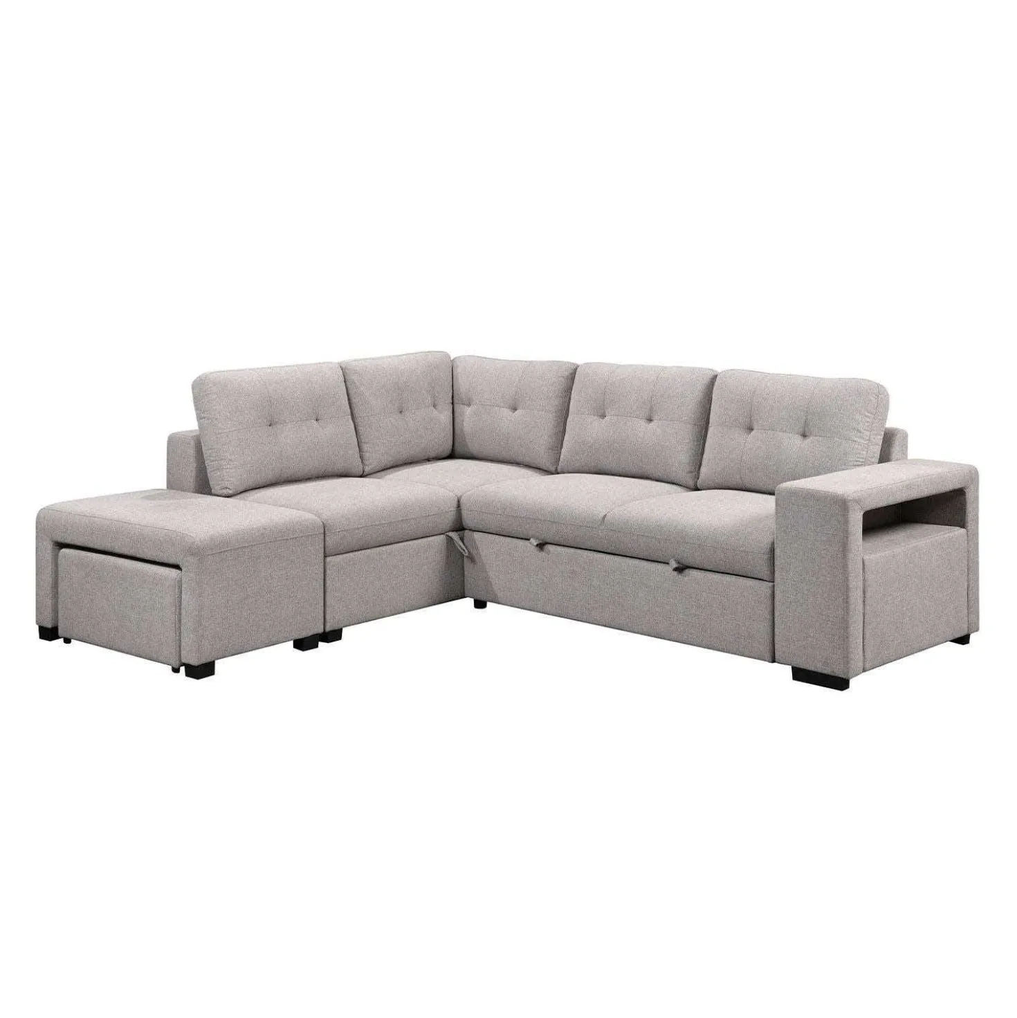 Sectionnel convertible avec chaise longue, rangement et 2 ottomans amovibles