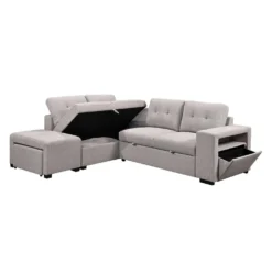 Sectionnel convertible avec chaise longue, rangement et 2 ottomans amovibles