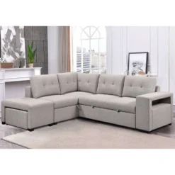 Sectionnel convertible avec chaise longue, rangement et 2 ottomans amovibles