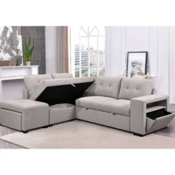 Sectionnel convertible avec chaise longue, rangement et 2 ottomans amovibles