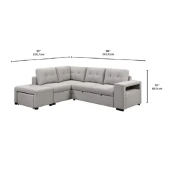 Sectionnel convertible avec chaise longue, rangement et 2 ottomans amovibles